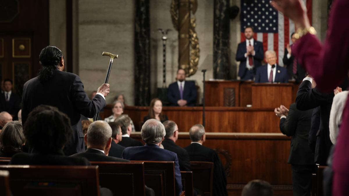 US politicians protest during Trump’s address to Congress