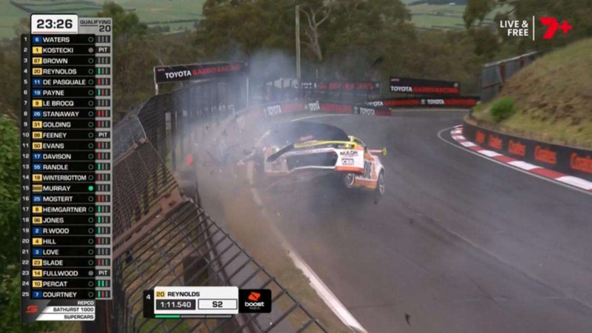 Bathurst winner gets airborne facing wrong way in horrific crash