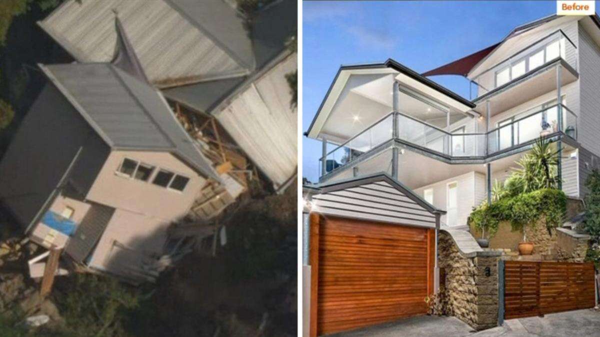 Neighbours in limbo as experts assess cliff face after home collapses in landslide