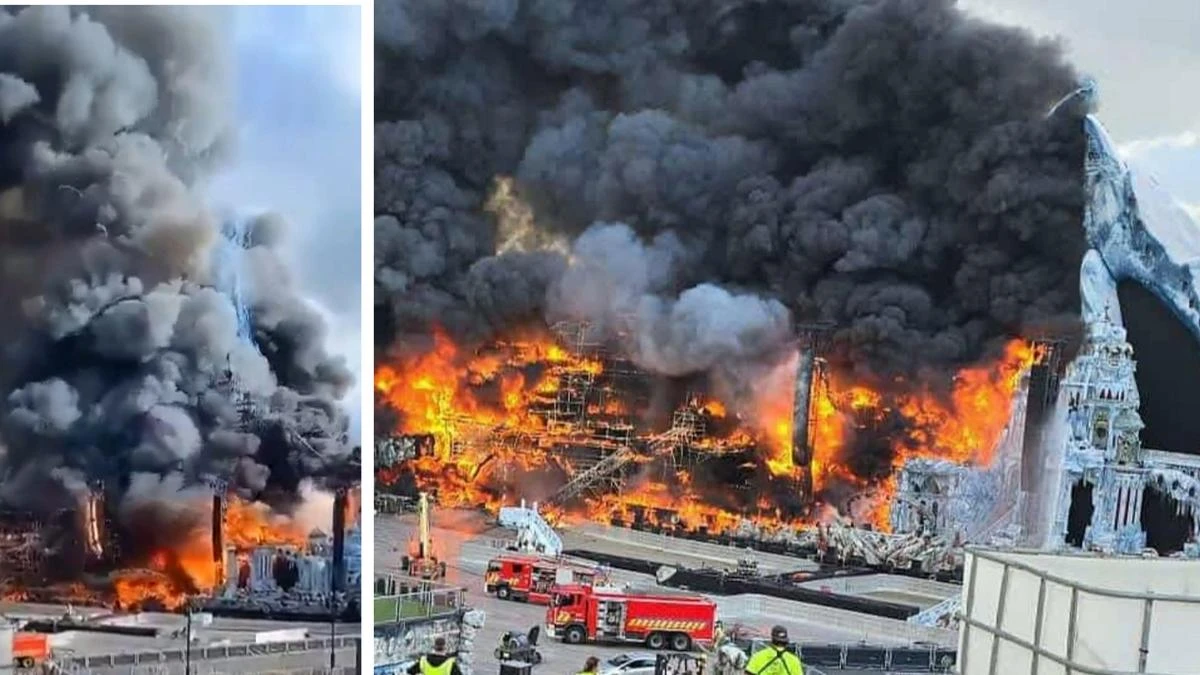 Enormous fire destroys Tomorrowland stage days before event