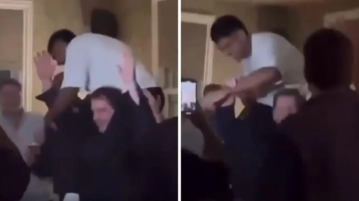 Extraordinary vision emerges of Nasiah partying on Ross Lyon’s shoulders