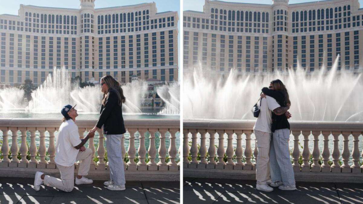 Footy star surprises partner with proposal at iconic location