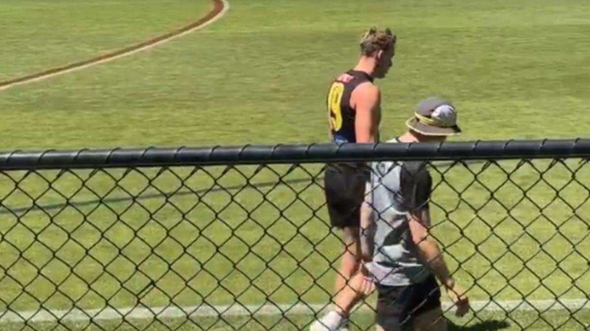 Wobbling AFL superstar dazed and confused after training hit