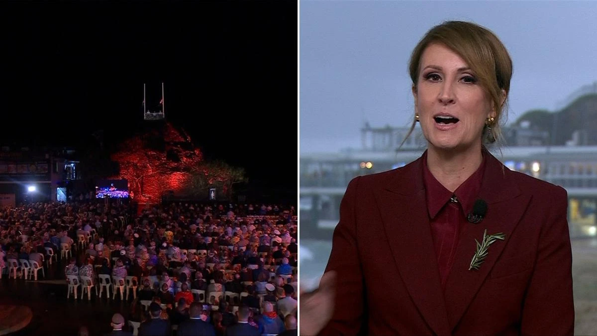 Nat Barr tears up at Anzac Day ceremony over touching moment between veterans