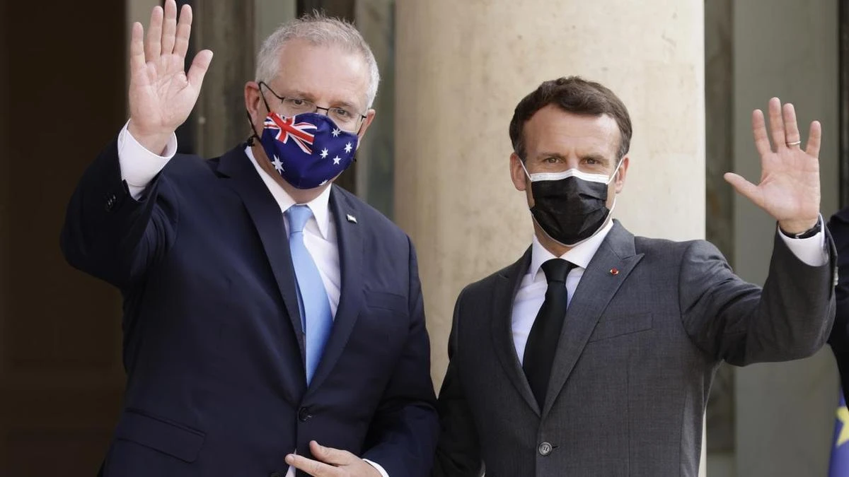 Morrison, Macron talk submarines in Paris
