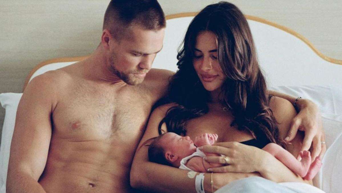 AFL high-flyer and fiancée share first pics of ‘beautiful’ baby