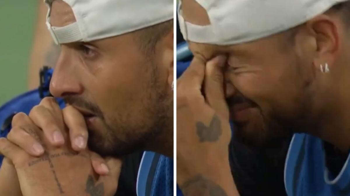 Nick Kyrgios breaks down in tears mid-match