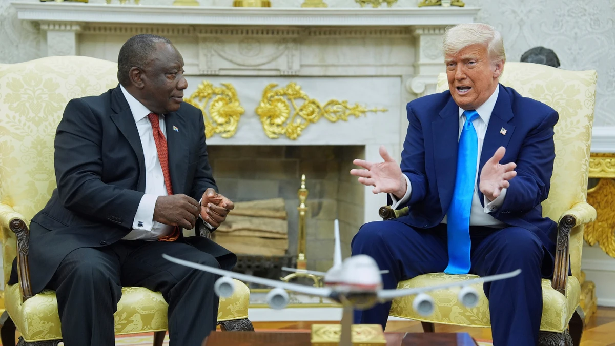 Trump confronts South Africa’s president with false claims of ‘white genocide’