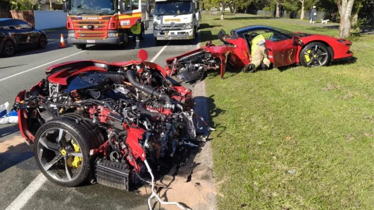 Influencer miraculously walks away from horror Ferrari crash
