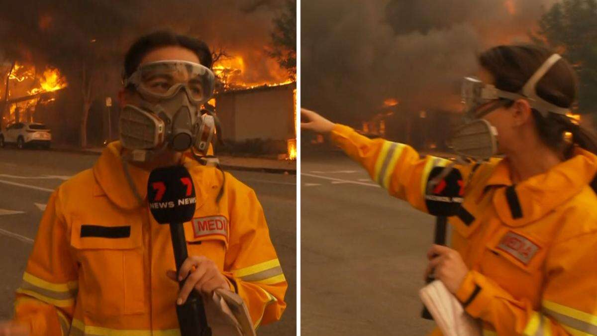 Sunrise reporter forced to take cover from exploding shopfront during live broadcast