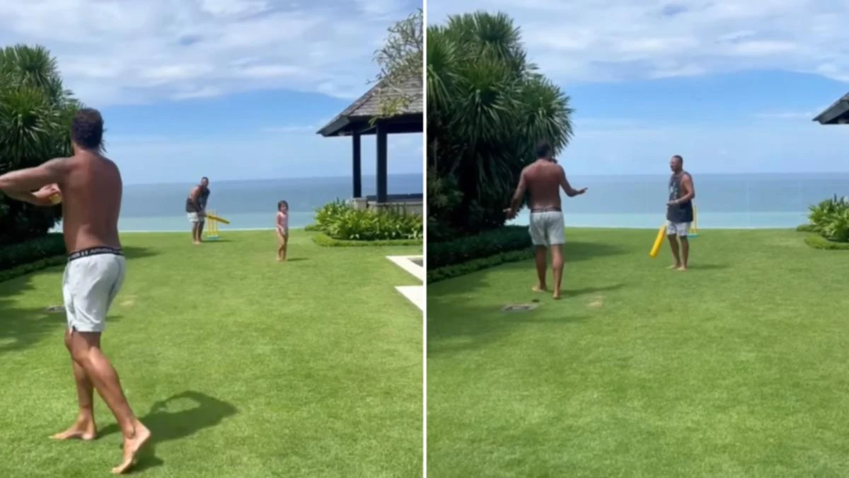AFL legend and current Test player form unlikely backyard cricket duo