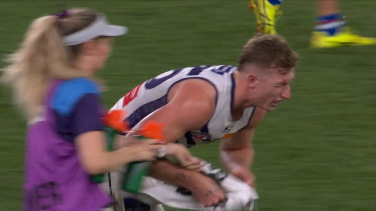 Dockers mid injures own teammate in celebration gone wrong