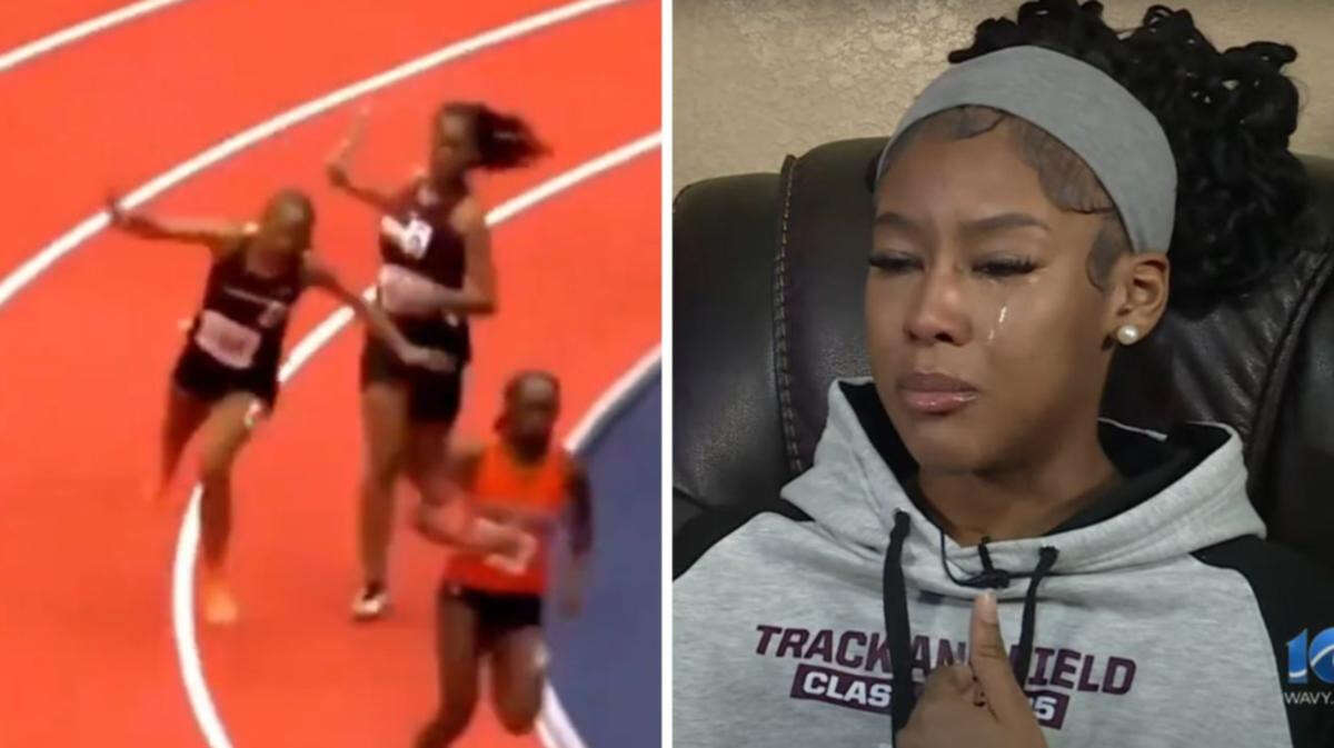 Sprinter who hit rival with baton mid-race breaks silence