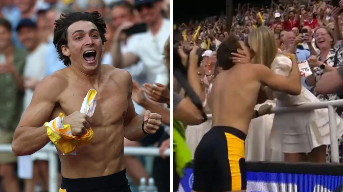 Wild scenes as athletics superstar breaks world record again