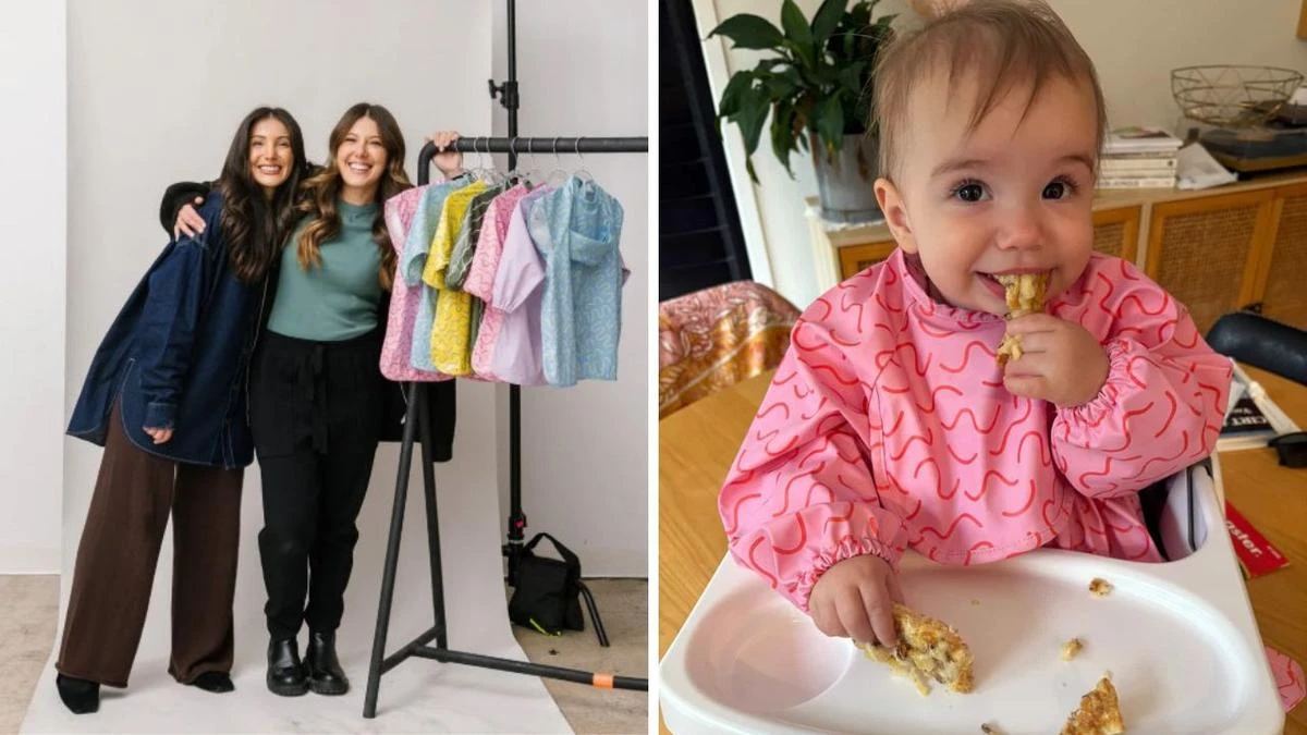 Mums create ‘world-first’ bib that sold out twice in two weeks: ‘Best I’ve ever used’