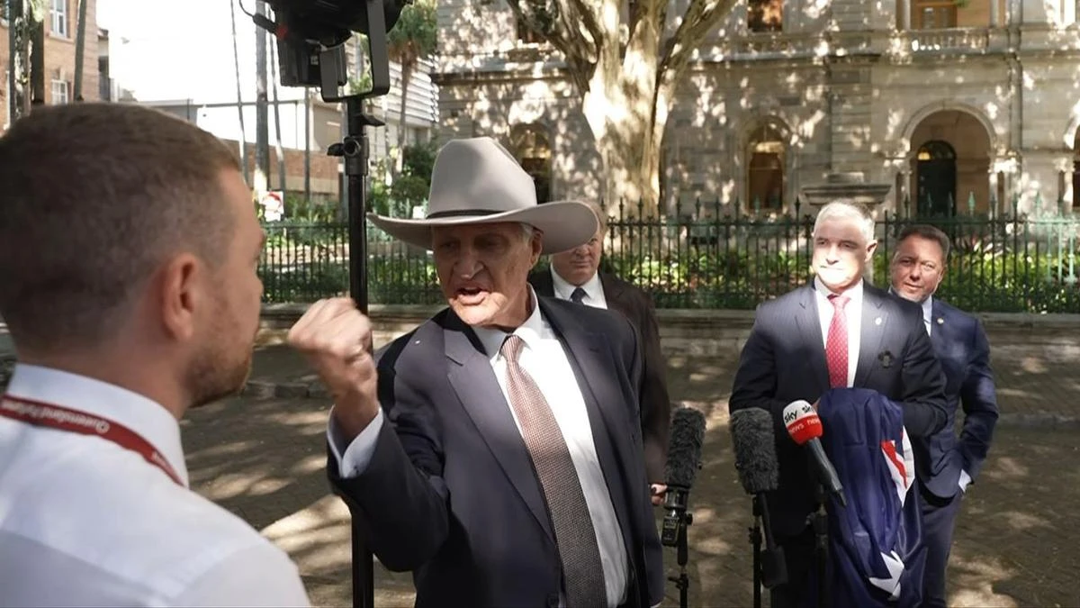 Bob Katter’s threatening spray at journalist in heated racism rant