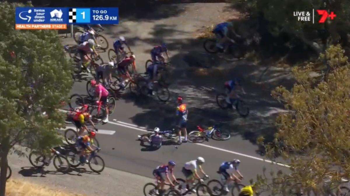 ‘Shock’ as Tour Down Under leader crashes minutes into stage two