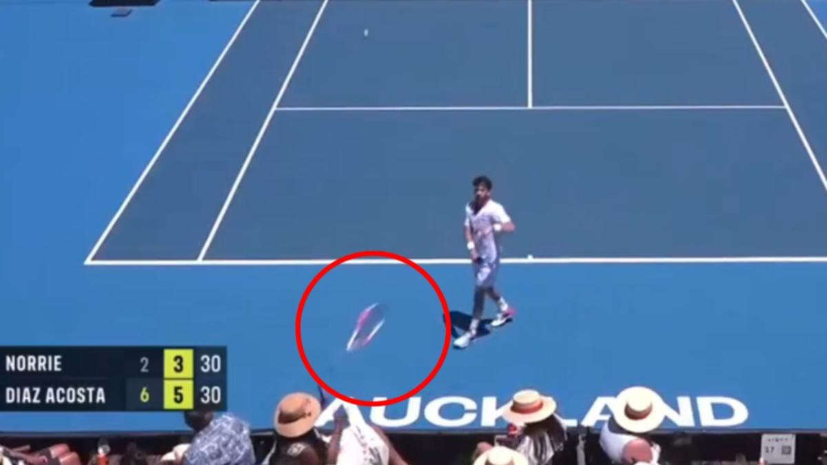 Frustrated tennis star hits spectator with thrown racquet