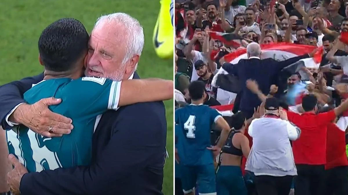 Epic scenes as former Socceroos boss becomes instant hero