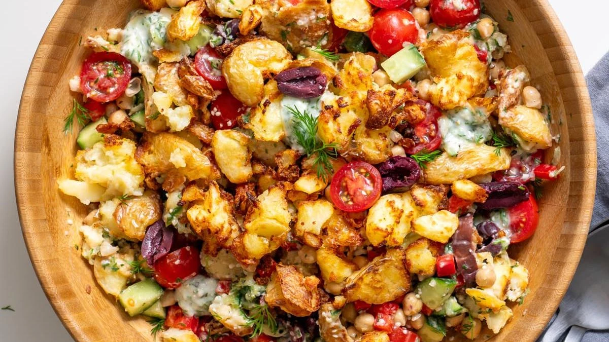 The viral sensation behind ‘Plantbaes’ shares her recipe for delicious crispy potato salad with tzatziki 