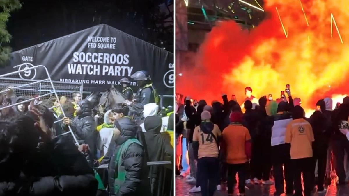 Mounted police called in as Socceroos fans go wild at Fed Square