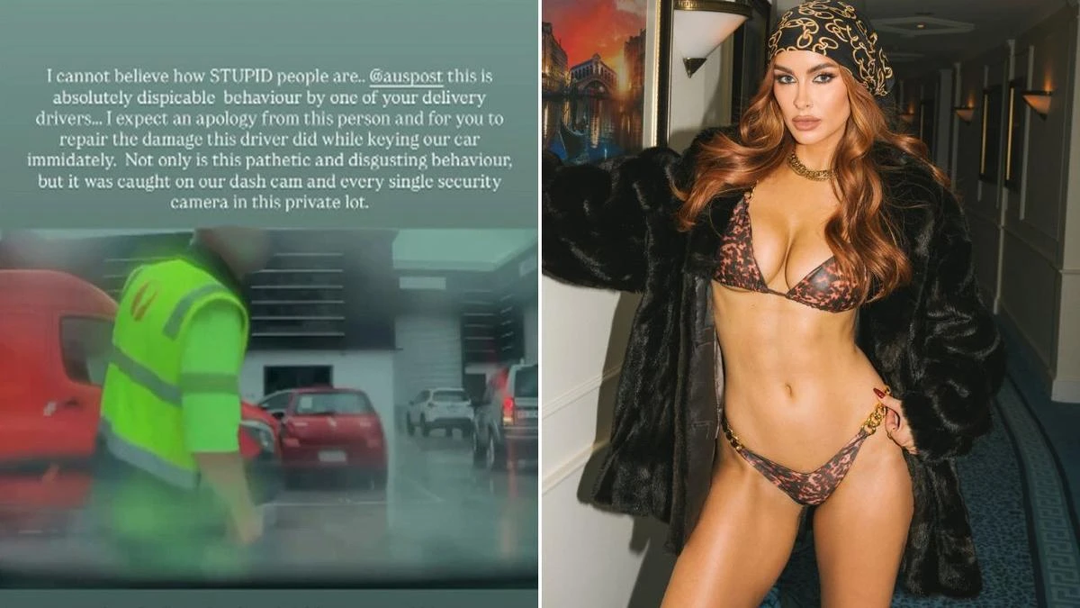 Model Ellie Gonsalves claims Australia Post driver keyed her car