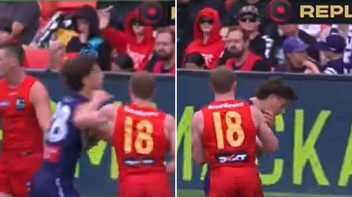 Emerging AFL superstar in trouble with umpire after nasty act