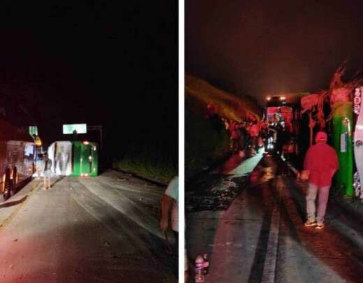 Acidente com Ã´nibus deixa feridos e fecha BR-381 por sete horas