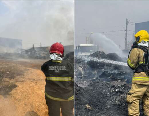 IncÃªndio de grandes proporÃ§Ãµes atinge depÃ³sito de lixo no interior de MG