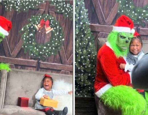 Menina toma susto em encontro com o Grinch e encanta as redes