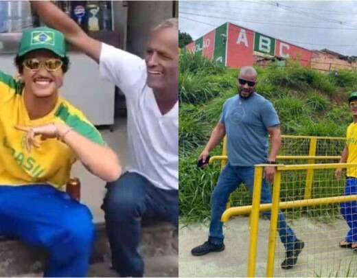 VÃ­deo: Bruno Mars 'toma latÃ£o', passeia de moto por BH e tira fotos com fÃ£s