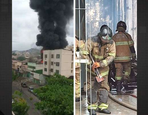 IncÃªndio destrÃ³i fÃ¡brica de lenÃ§Ã³is no Rio