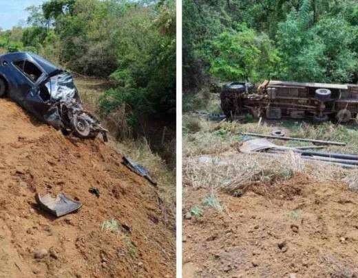 Acidente entre carro e caminhÃ£o mata quatro pessoas no Norte de Minas