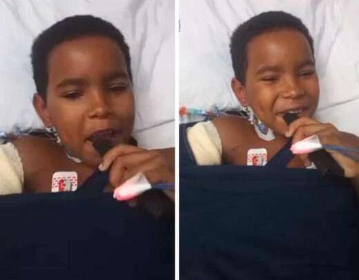 Menino de 8 anos grava vÃ­deo cantando apÃ³s cirurgia para reimplantar braÃ§o