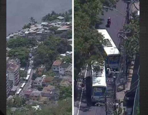 Criminosos sequestram trÃªs Ã´nibus e bloqueiam estrada no Rio de Janeiro