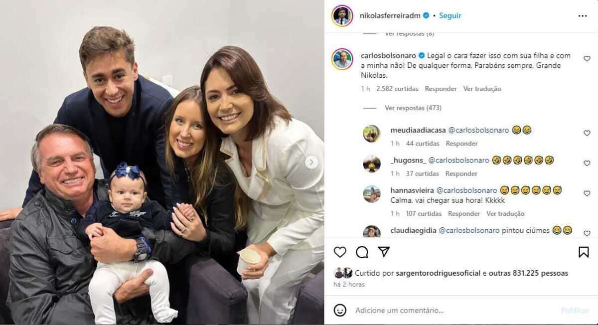 Michelle apÃ³s fala de Carlos sobre filha de Nikolas: âInveja e maldadeâ