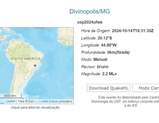 DivinÃ³polis registra tremor de terra