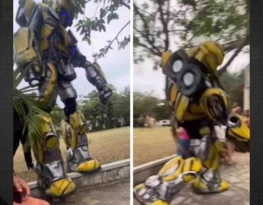 Bumblebee ou Tombobee? Transformer leva tombaÃ§o em festa infantil