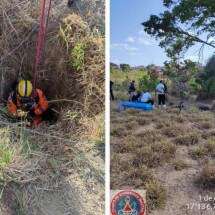 Bombeiros resgatam corpo de cisterna de dez metros em Minas