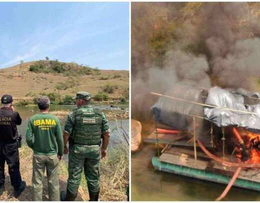 PolÃ­cia interdita garimpo ilegal de ouro em Minas e ateia fogo em draga