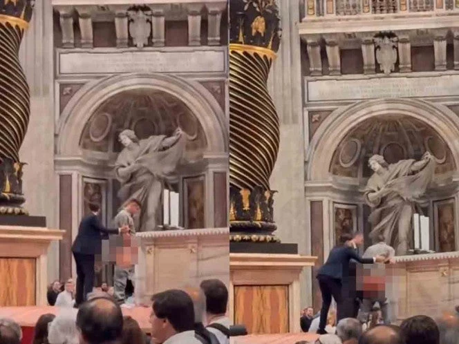 Profanación en el Vaticano, un hombre orina sobre el altar de San Pedro durante la misa