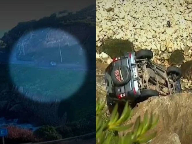 Auto derrapa y cae 20 metros por un barranco; madre e hijo sobrevivieron | VIDEO