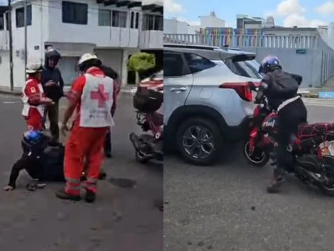 En menos de 15 minutos, mujer en moto choca 3 veces y la hospitalizan | VIDEO