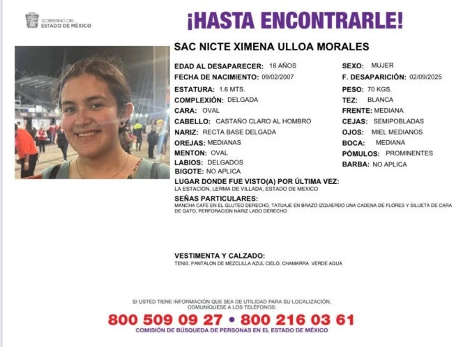 Ayúdanos a encontrar a Nicte Ximena Ulloa; tiene tatuajes y perforación en la nariz