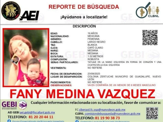 Desaparece mamá adolescente y su bebé en NL, ¿los has visto?