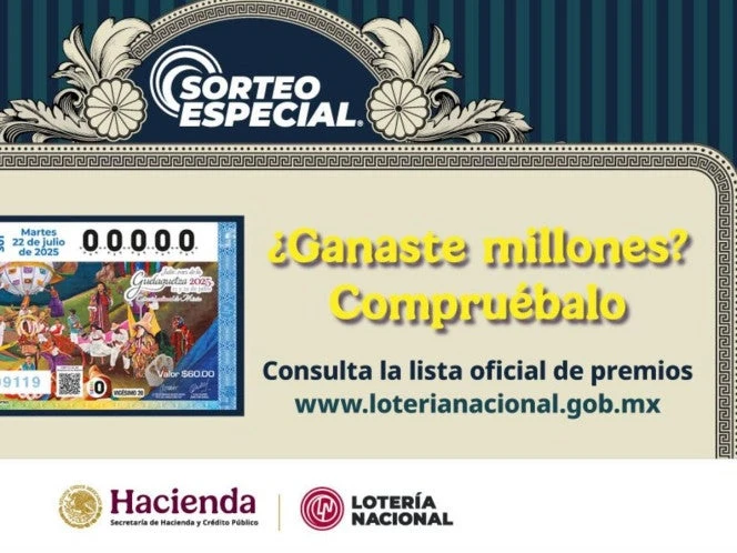 Lotería Nacional: Resultados del Sorteo Especial 301 del 22 de julio de 2025