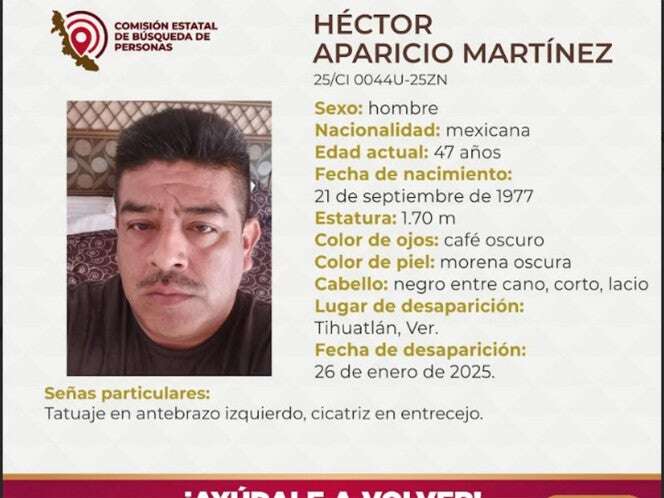 Reportan desaparición de padre buscador en Veracruz