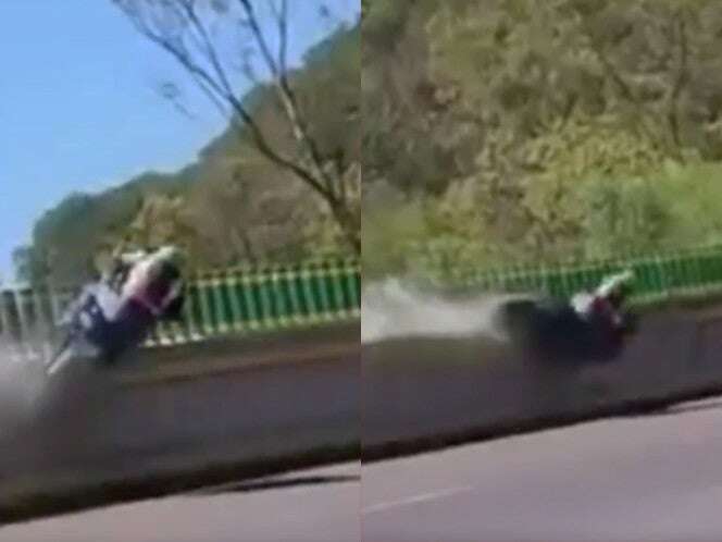 VIDEO: Biker se estrella contra la barra y sale volando en Cuernavaca