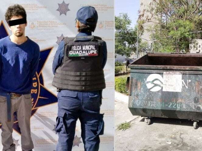 Joven se roba una TV de un restaurante y se esconde en un contenedor de basura