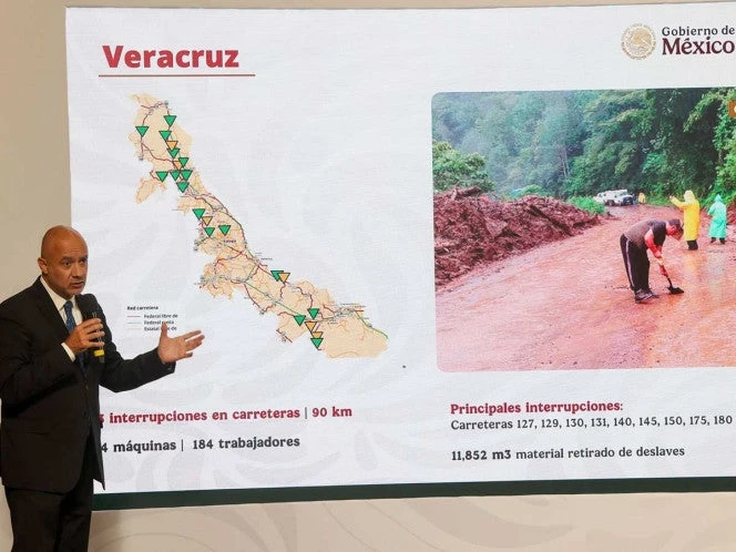 Resueltas, 130 de las 132 afectaciones en carreteras por lluvias en 5 estados: SICT